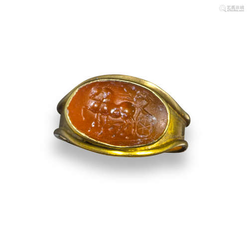 A Hellenistic carnelian intaglio depicting Nike