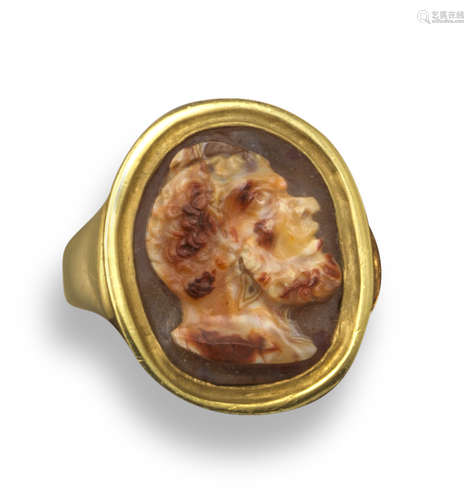 A Renaissance agate cameo depicting a satyr