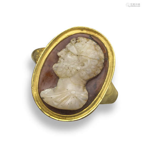 An ancient Roman agate cameo depicting Hadrian