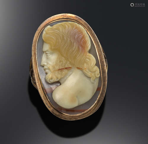 A late 18th century agate cameo depicting Jupiter