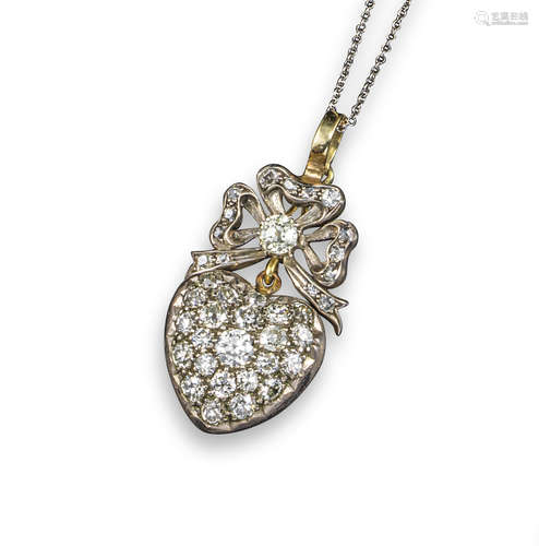 A Victorian diamond heart pendant