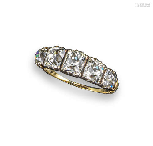 A 19th century diamond five-stone ring