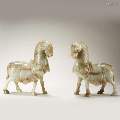 PAIR OF CHINESE ANCIENT JADE HORSE