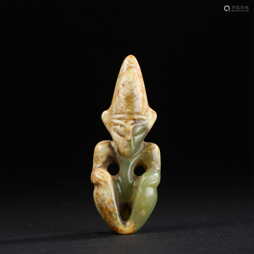 CHINESE ANCIENT JADE FIGURE OF GOD