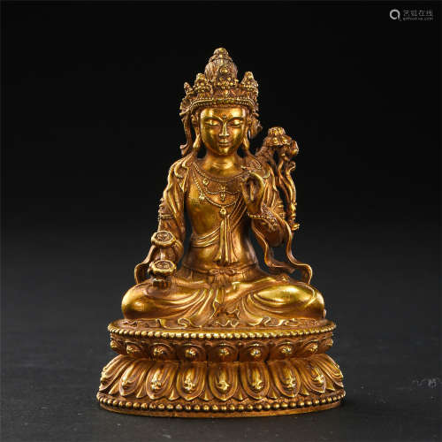 CHINESE GILT SILVER SEATED GUANYIN