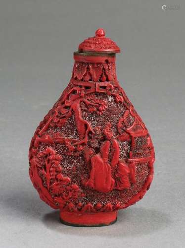 Chinese Cinnabar Snuff Bottle