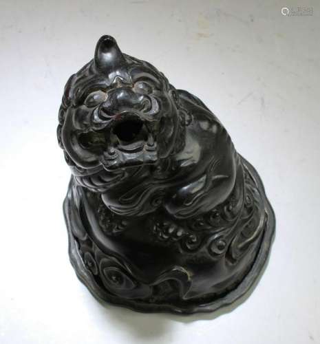 Chinese Carved Hardwood Mythical Beast Figurine with