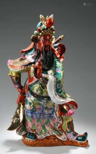 Chinese Shiwan Guanyu Statue