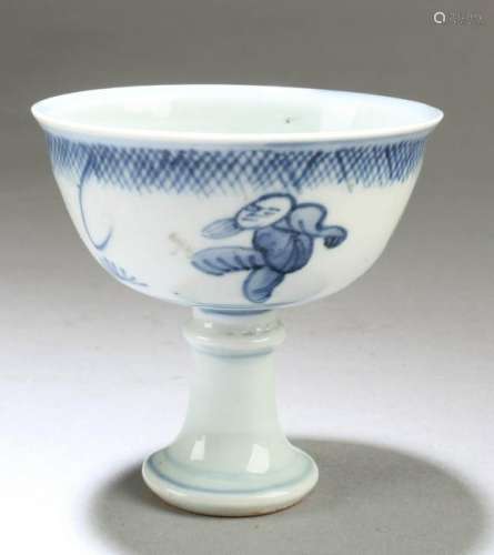 Chinese Blue & White Stem  Bowl