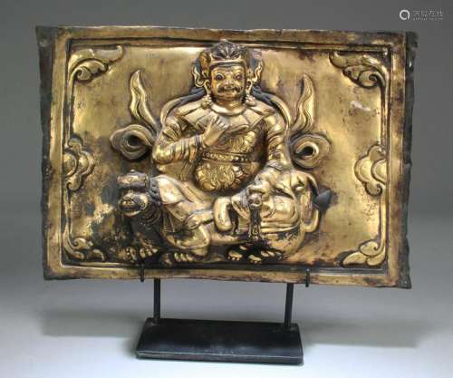 Gilt Bronze Tibetan Buddhist Sculpture Plaque
