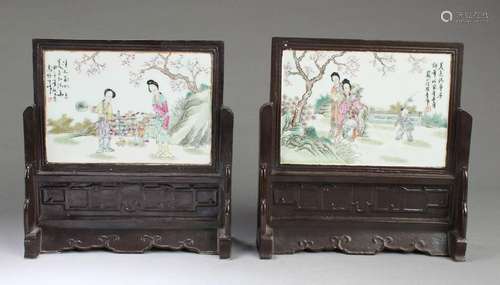 A Pair of Chinese Porcelain Table Screen