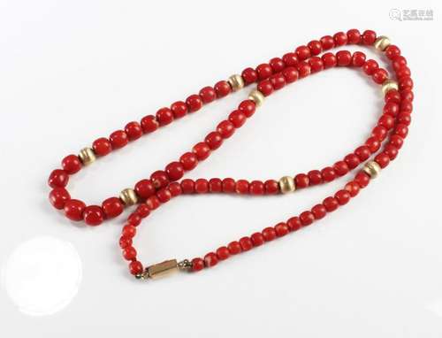 Antique Chinese Red Coral Bead Necklace