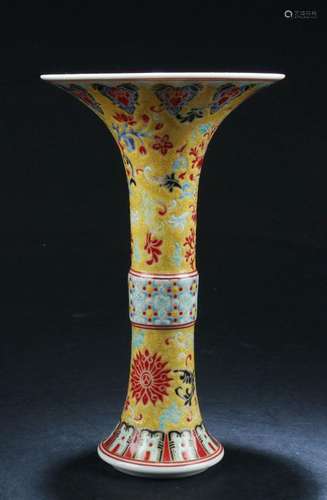 Chinese Famille Jaune Porcelain Vase