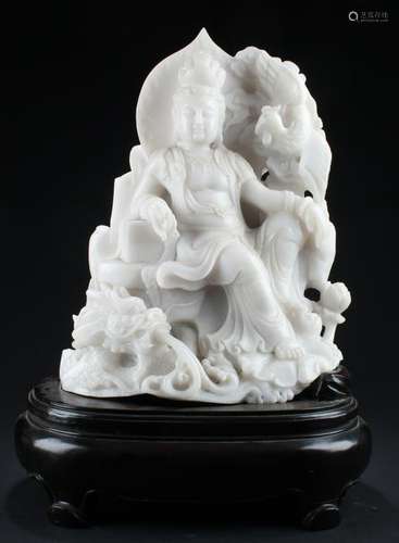 Chinese Jade Stone Carved Bodhisattva