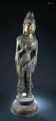 A Gilt Bronze Bodhisattva Statue