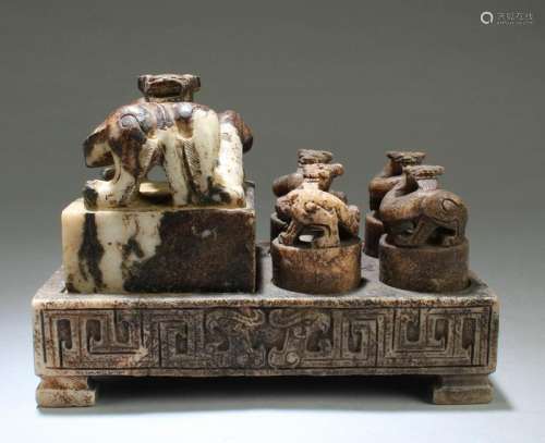 A Group of Five Chinese Jadestone Seals