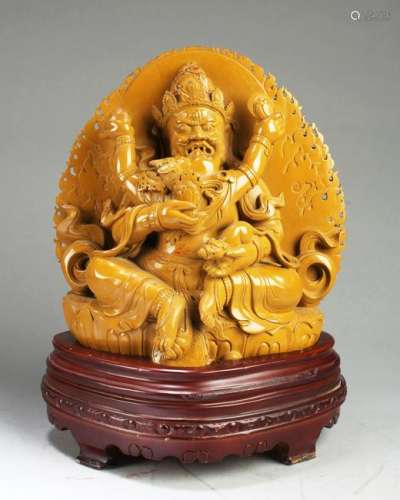 A Chinese Tibetan Jade Bodhisattva Statue