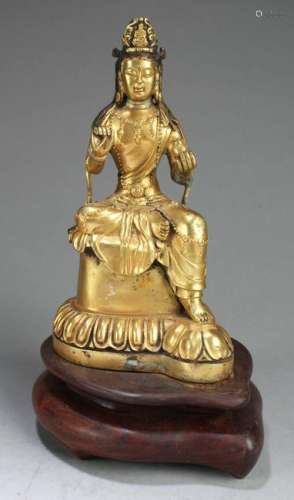 Chinese Gilt Bronze Bodhisattva Statue