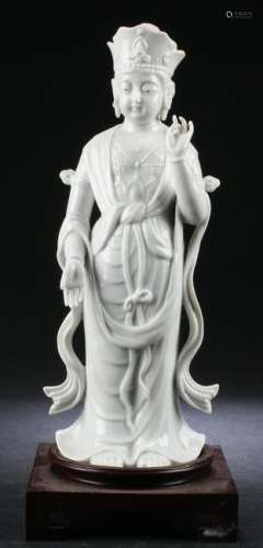 An Old Chinese Blanc De Chines Standing Bodhisattva