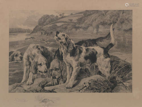 John Sargent Noble, RBA(British, 1848-1896) Otter Hounds