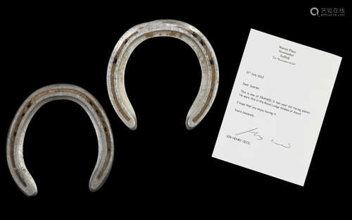 Frankel Horse-Racing Interest - A racing plate worn by the legendary racehorse Frankel at the Royal Lodge Stakes, Ascot, 2010