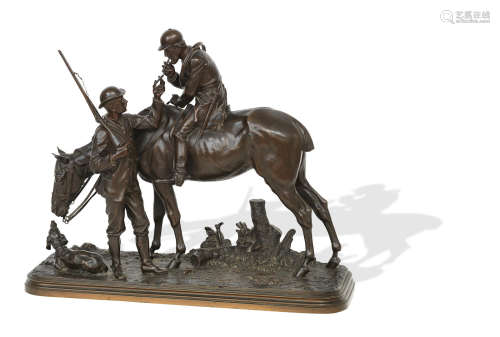 Isidore Jules Bonheur (French, 1827-1901) Bronze Huntsman Group