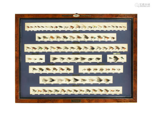 A large framed display of 100 fully-dressed Salmon flies after T.E. Pryce-Tannant and by Anthony Townsend