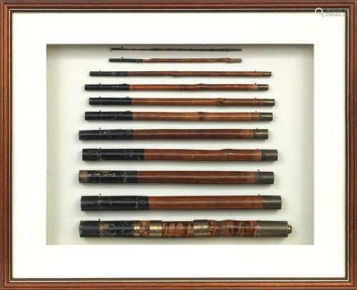 A 19th century mounted and framed Valise rod