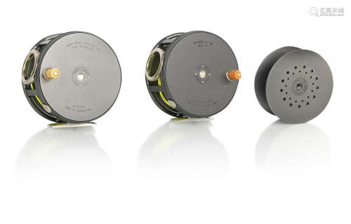 Two Hardy 'The Perfect' salmon fly reels
