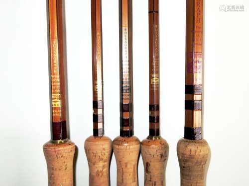 Five Bruce & Walker Hexagraph cane rods