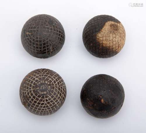 A Thornton Patent 27 1/2 moulded mesh  gutta-percha golf ball circa 1890