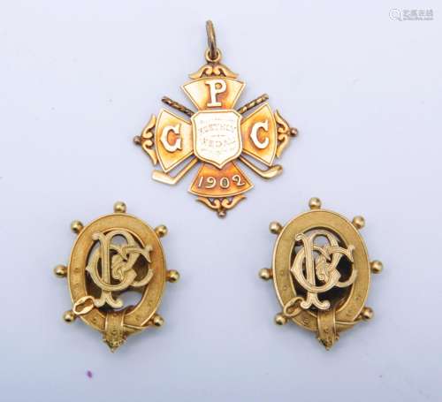 Perth Golf Club: A 15 carat gold 1902 'Monthly Medal'