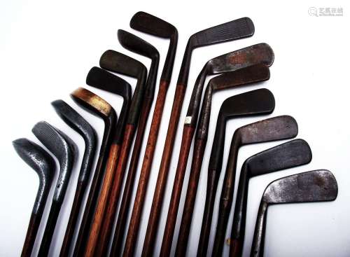 Three Standard Golf Co. aluminium headed hickory shafted putters circa 1910
