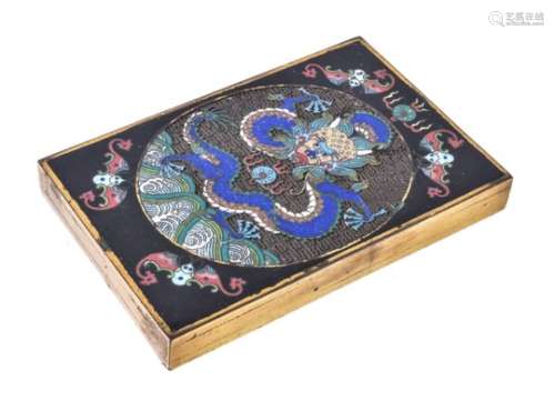 A Chinese Cloisonné 'Dragon' gilt-bronze scroll weight
