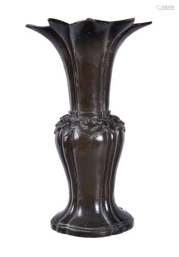 A Chinese lobed 'Phoenix Tail' vase