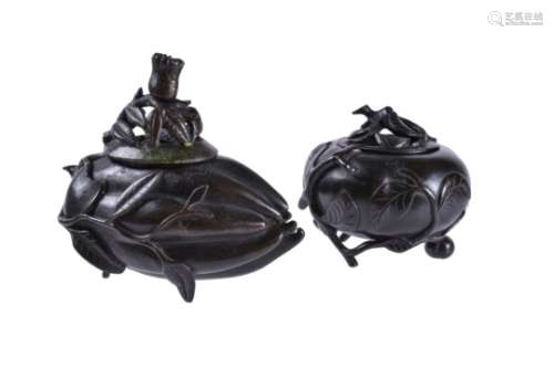 Two Chinese bronze 'Fruit' censers with covers