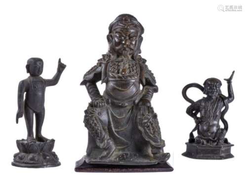 A group of three Chinese bronze figures
