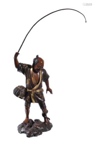 Atsuyoshi: A Japanese Bronze Figure of an Angler