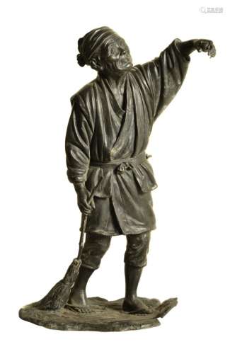 A Japanese Bronze Figure of a Peasant