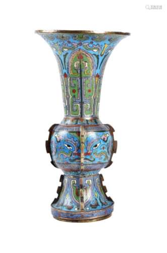 A Chinese cloisonné enamel beaker vase