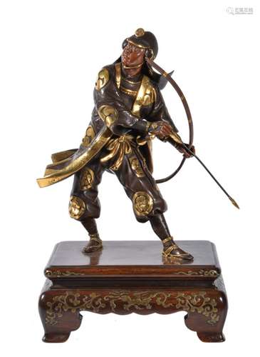 Gyokko: A Parcel Gilt Bronze Figure of an Archer