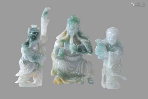 A set of three Chinese jadeite figures