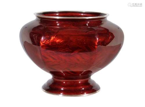 A Large Ruby Red Jinbari Enamel Jardinière