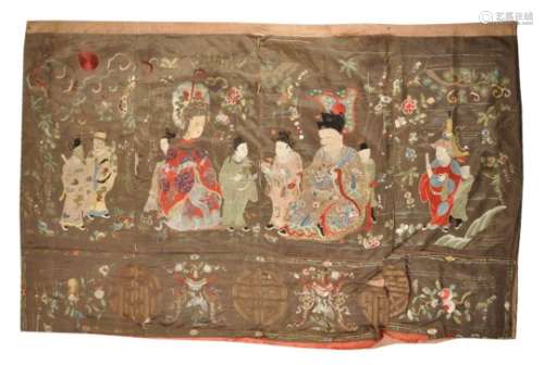 A group of four Tuape-ground coloured silk panels