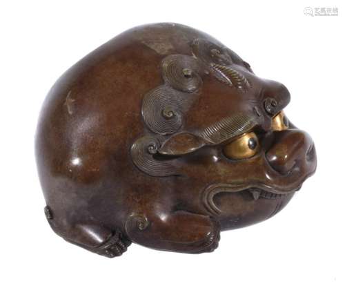 A Japanese Bronze Hand Warmer cast in the form of a large