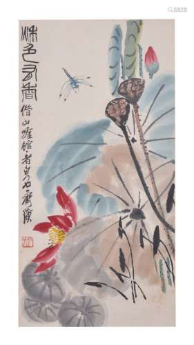 A woodblock print after Qi Baishi (1864 - 1957)