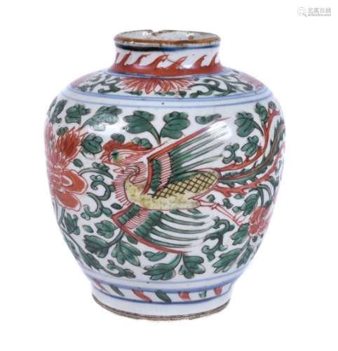 A Chinese wucai 'Phoenix' jar