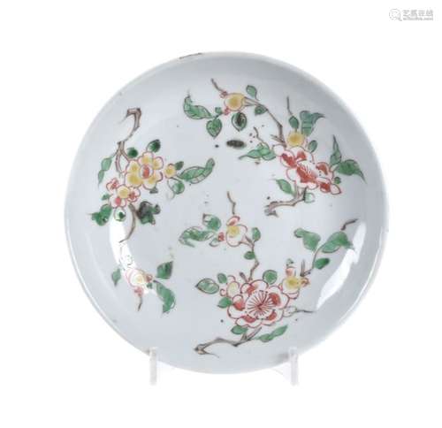 A Chinese polychrome saucer dish