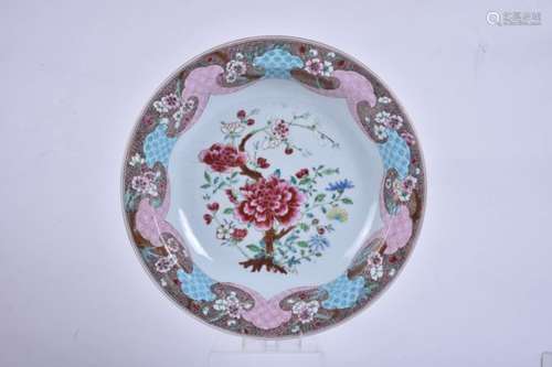 A large Chinese famille rose dish