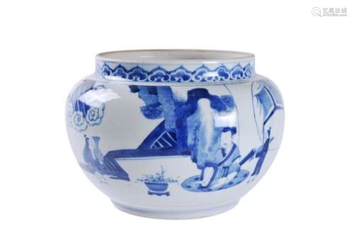 A Chinese blue and white globular jar